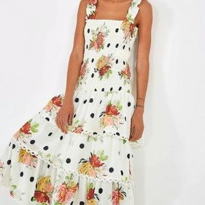 Farm Rio floral Nanaju smocked dress.